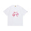 BAPE Style Camo Shark Full-Zip Motif Short-Sleeve Tee - White/Pink