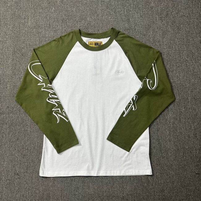 Corteiz Raglan Sleeve Lettering Long Sleeve Tee - Green Hover Image